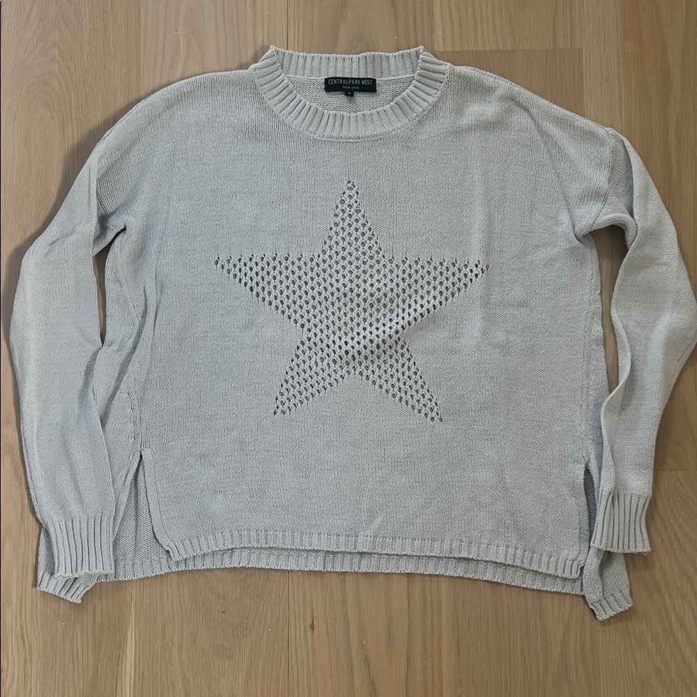 Central Park West Light Gray Star Knit sweater small